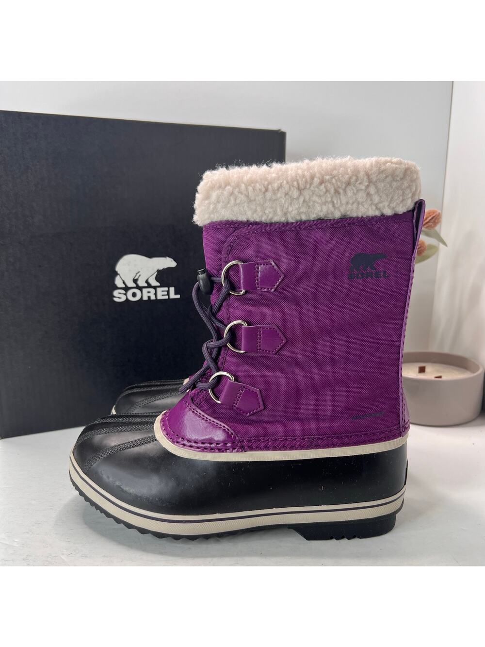 Sorel Yoot Pac TP Waterproof Boot Nylon Sherpa Wild Iris NY1962-594 Youth 6 NWD